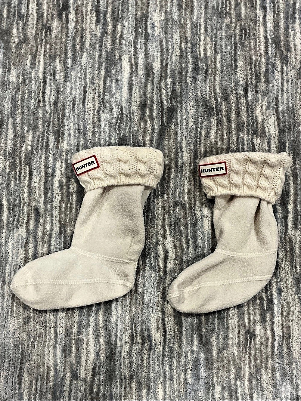 Hunter Cable Knit Boot Socks Cream Size Medium